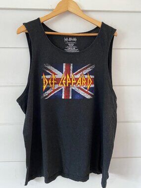 Def Leppard Grey Tank Top Unisex Men's 2XL Fit Small Like New